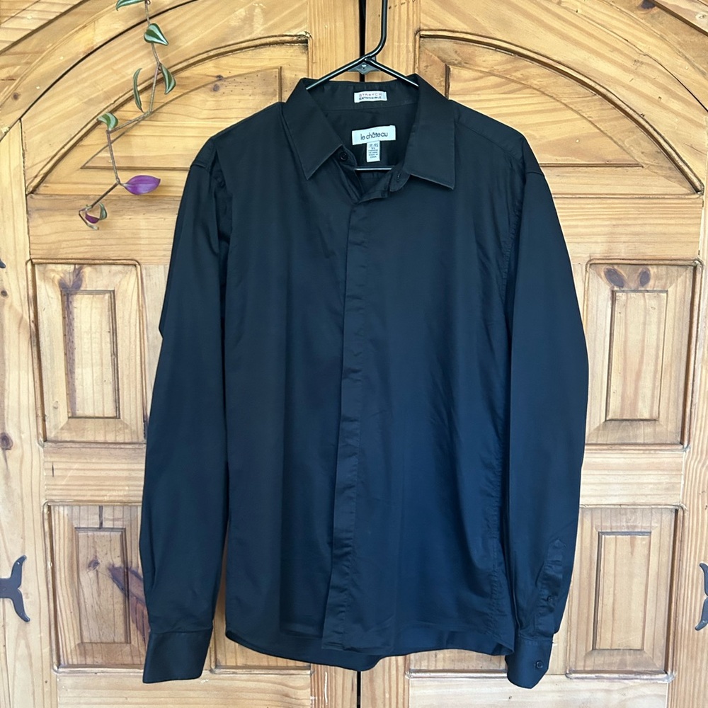 LE CHATEAU Stretch Extensible Black Dress Shirt